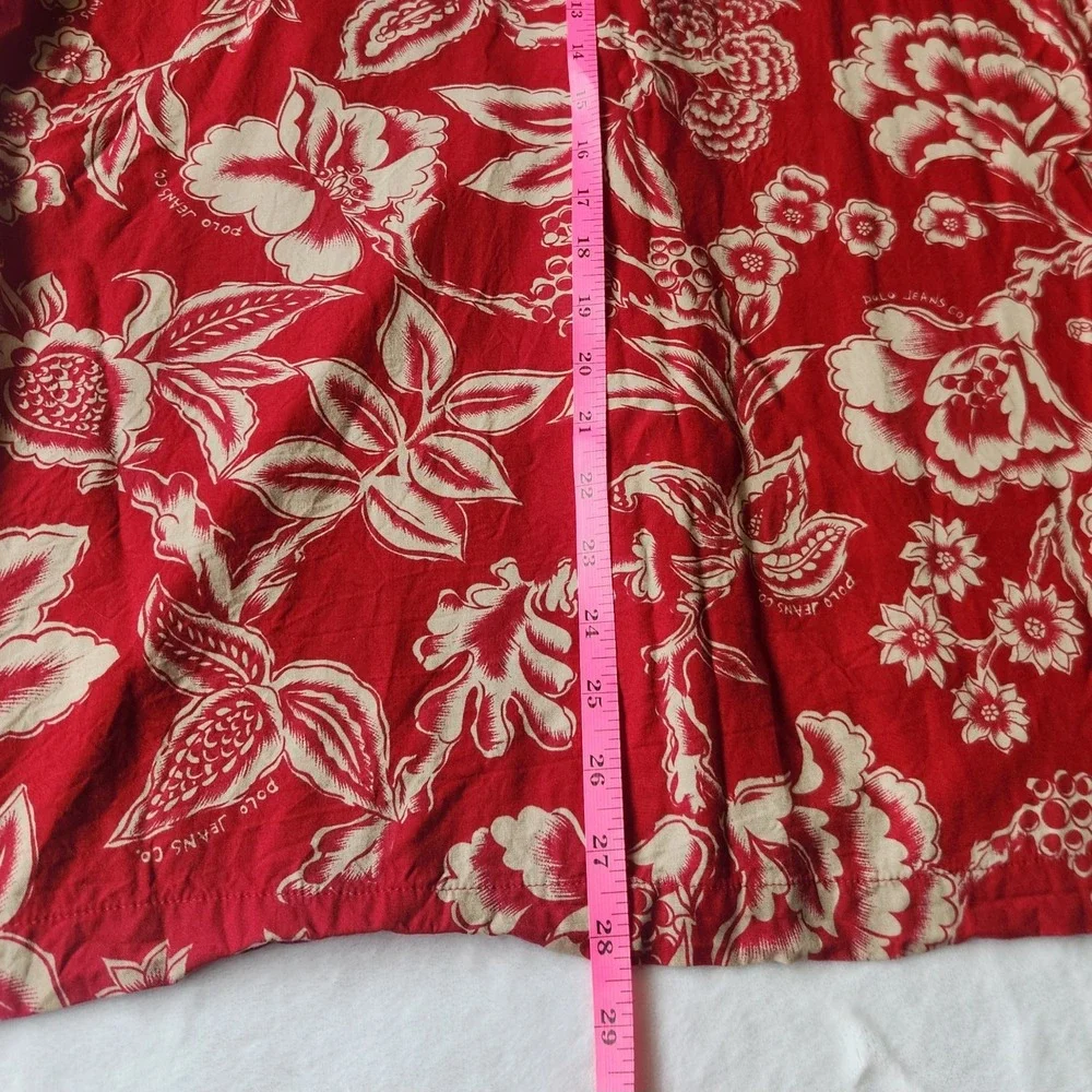 Polo Jeans‎ Co Ralph Lauren Hawaiin Shirt Sz. Med Red Tan Floral